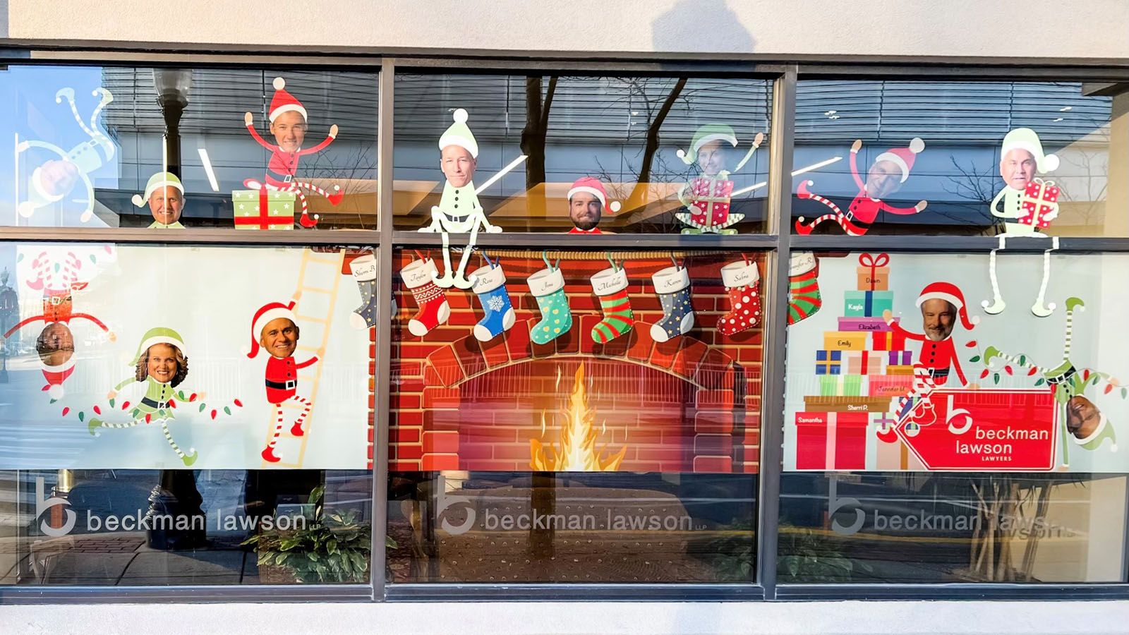 The window display at Beckman Lawson LLP won first place in People’s Choice voting.