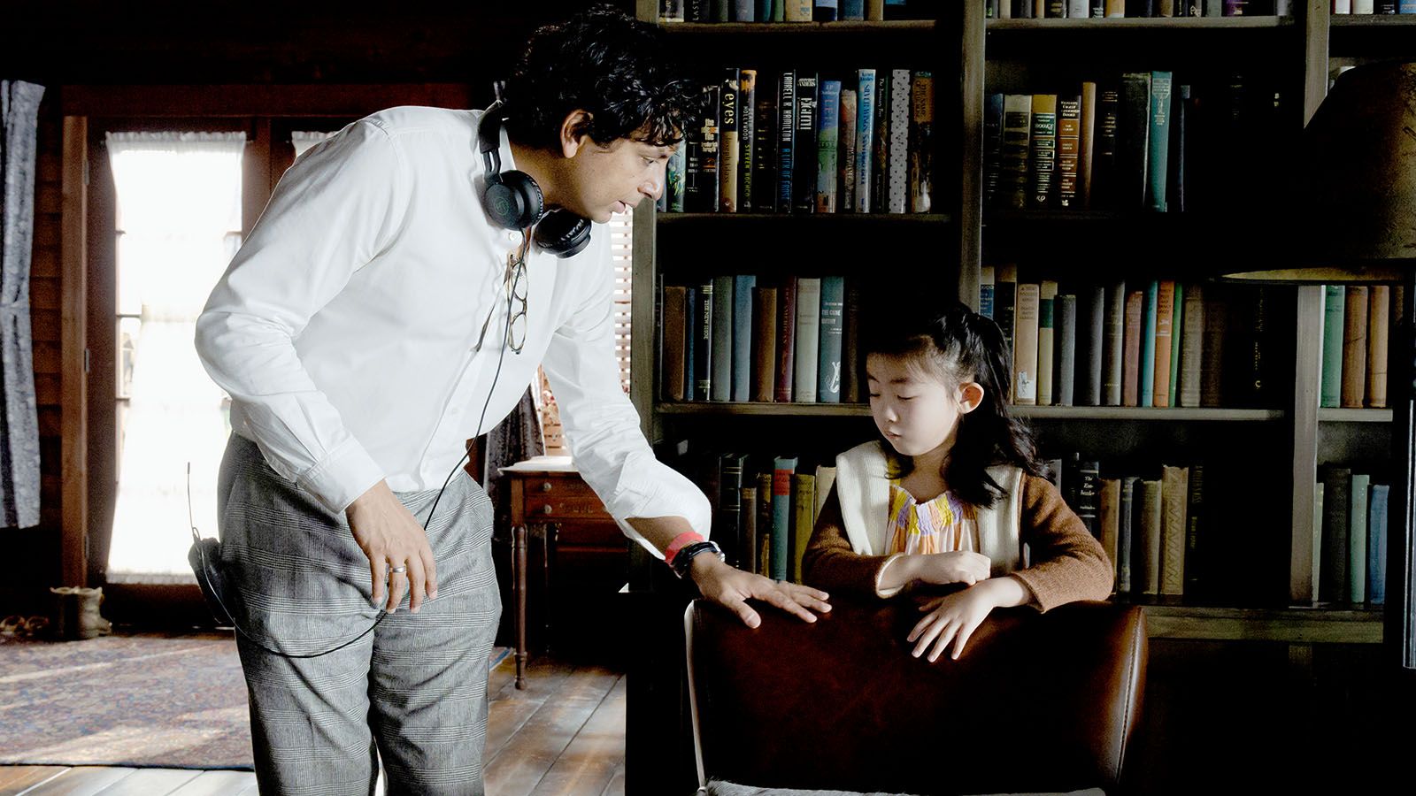 M. Night Shyamalan works with Kristen Cui during a scene in Knock at the Cabin, which opened as the No. 1 movie at the U.S. box office.