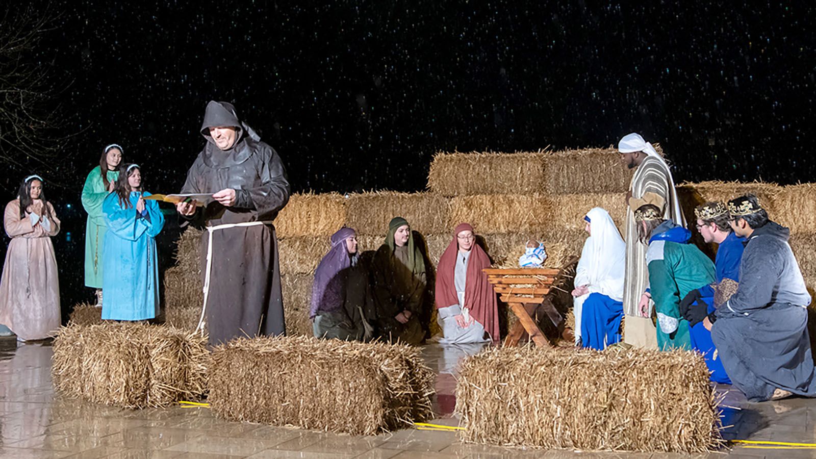 Community members will take in the University of Saint Francis' Living Nativity on Dec. 4.
