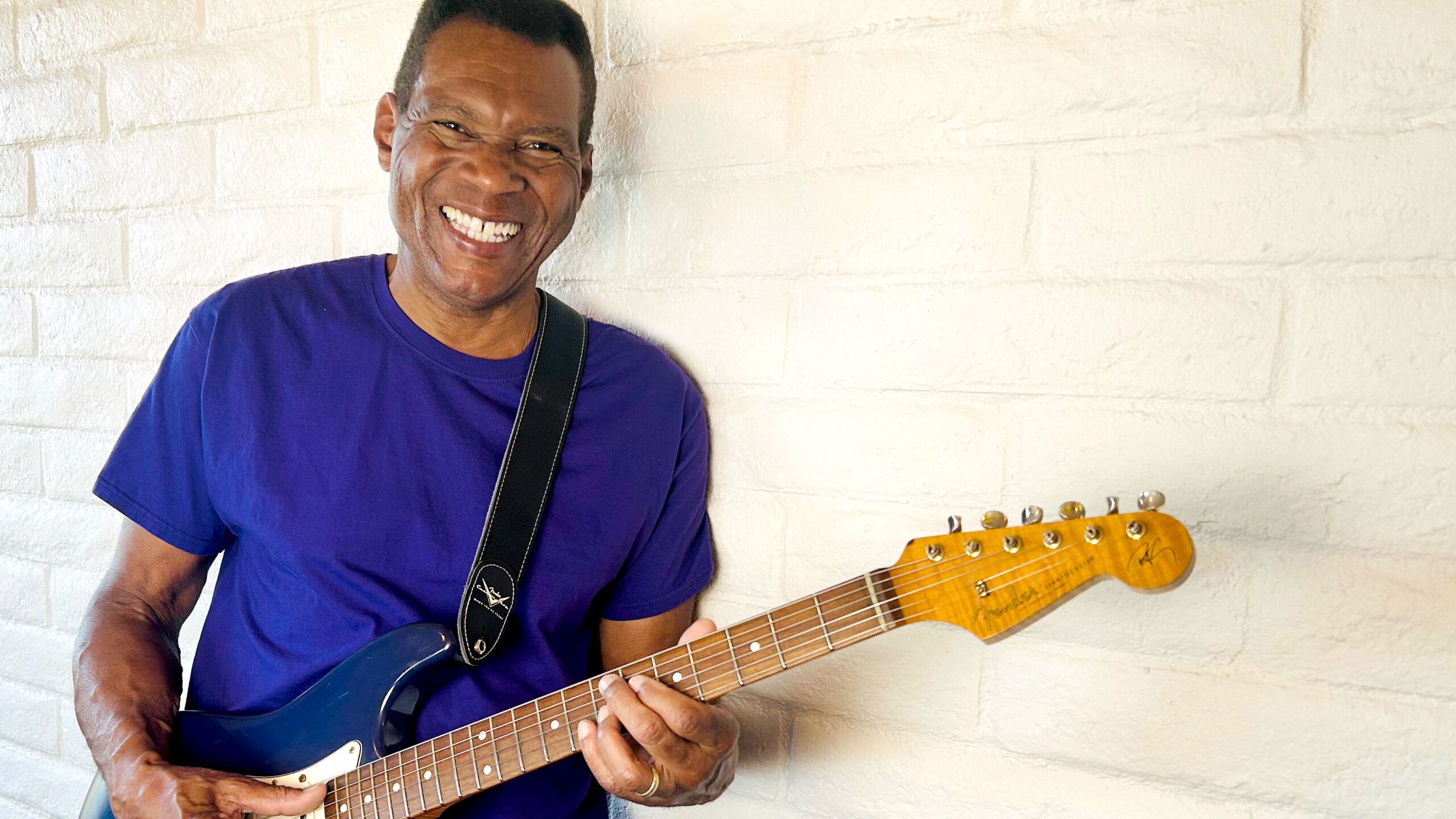 Grammy-winning bluesman Robert Cray is shown with a Fender Robert Cray Stratocaster guitar that he is sure to have with him when he performs at Niswonger Performing Arts Center in Van Wert on Sunday, Oct. 13.