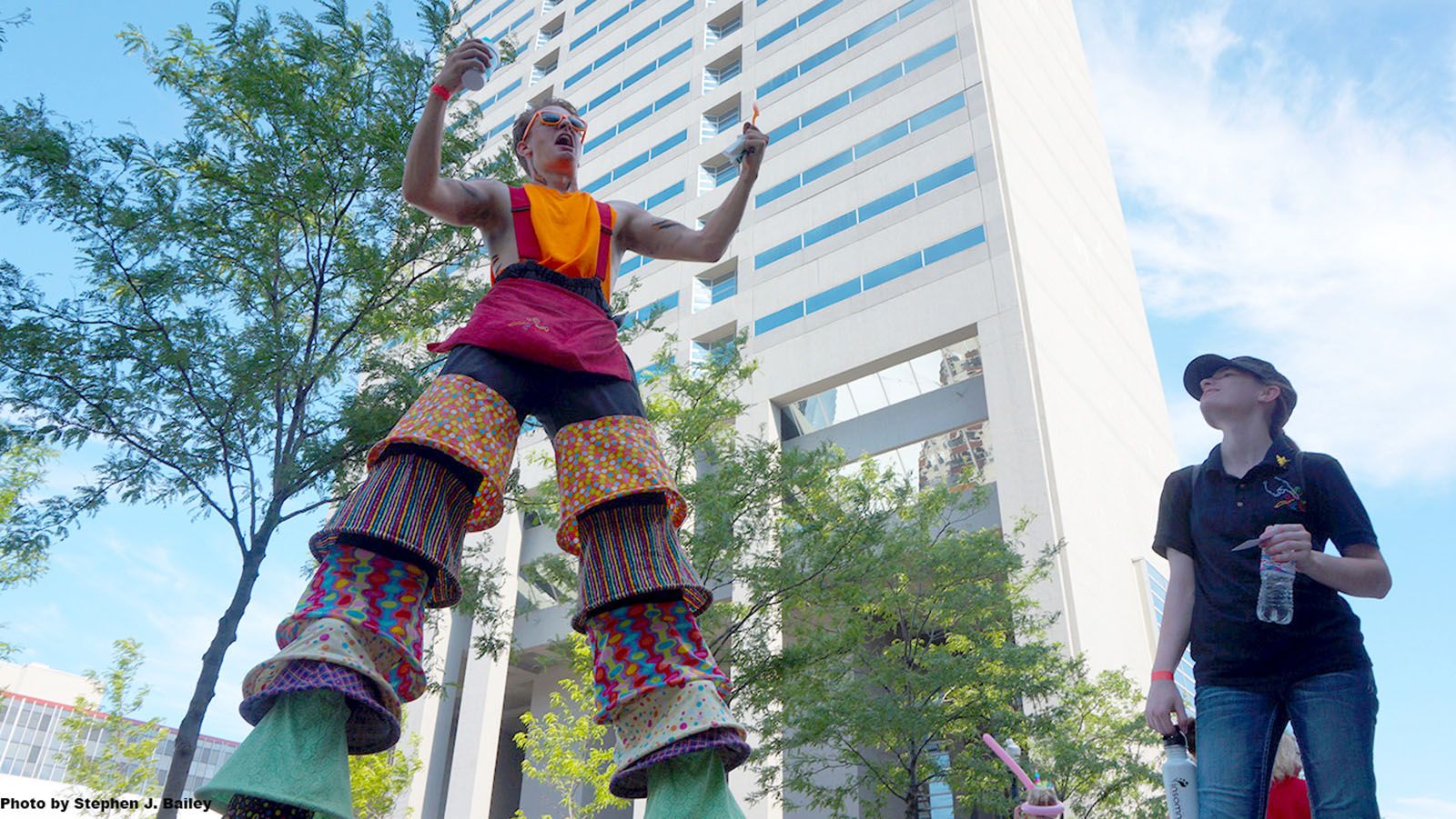 Stilt walkers will entertain throughout the day during BuskerFest on Saturday, May 18, in downtown Fort Wayne.