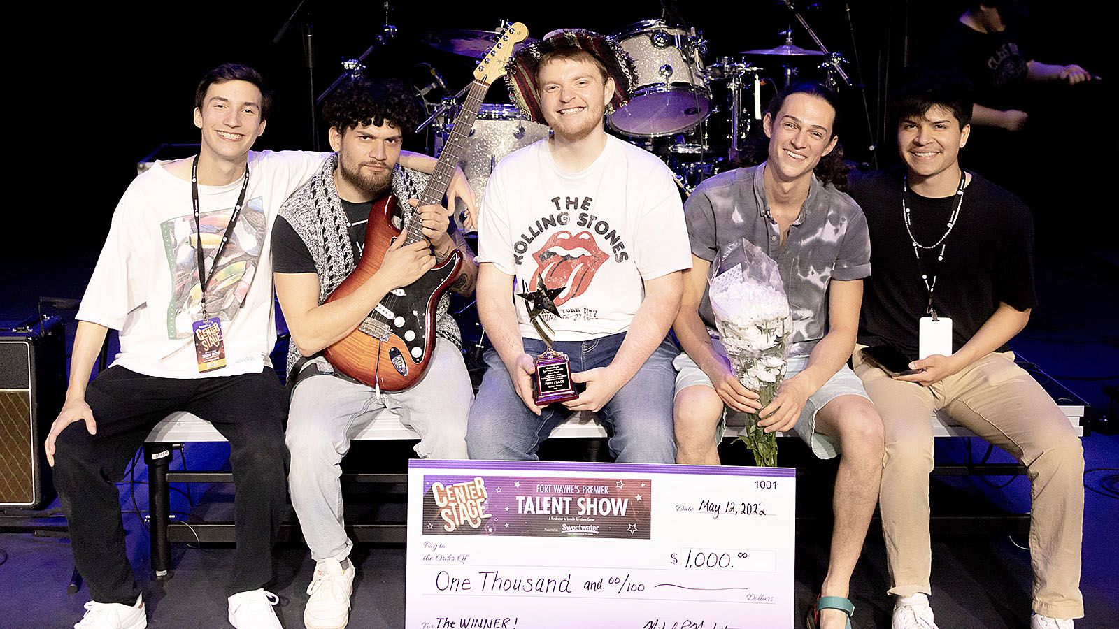 The winner of last year’s talent show and $1,000 was local jazz-fusion band Los Galaxy, from left, Takoda Collins, David Vaides, Zane Stackhouse, Jonathan Jehle, and Daniel Vaides. Not pictured: Ashton Morris.