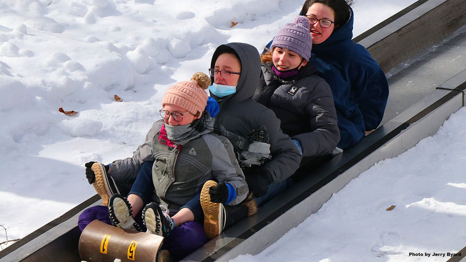 The tobaggon run at Pokagon State Park in Steuben County is worth the wait in line.