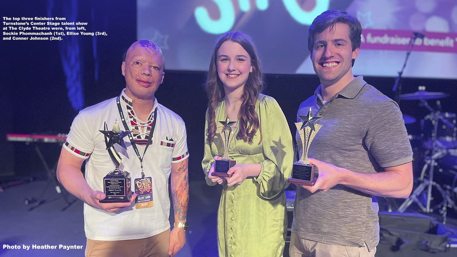Sockie Phommachanh, left, won the second annual Center Stage talent show on May 9. Runner-up was Conner Johnson, right, and Ellise Young was third.