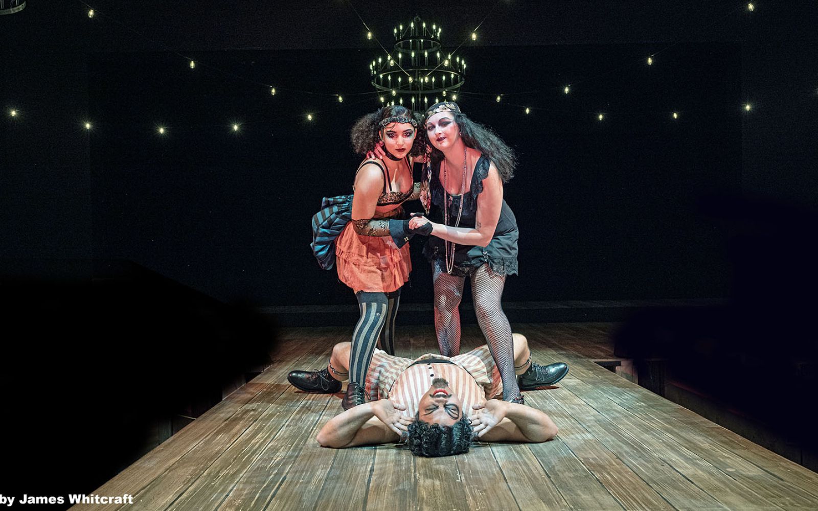 Purdue University Fort Wayne’s upcoming production of Cabaret at Williams Theatre stars, from left, Tailor Grant, Jackson McKinney, and Grace Ludlow.