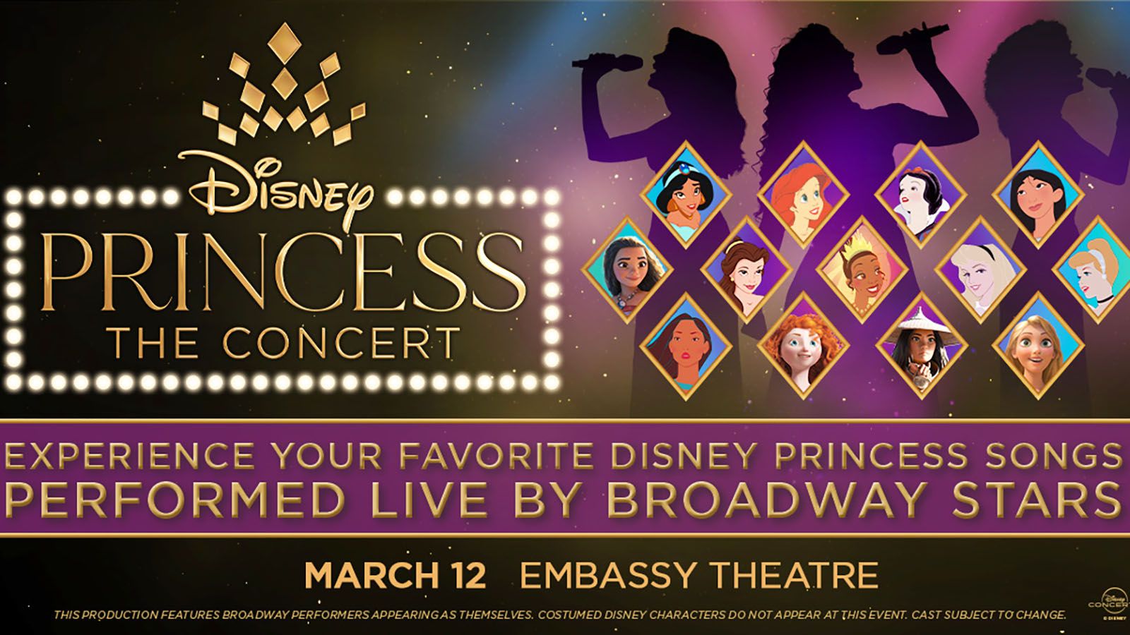 Disney Princess: In Concert stops at Embassy Theatre on Tuesday, March 12.