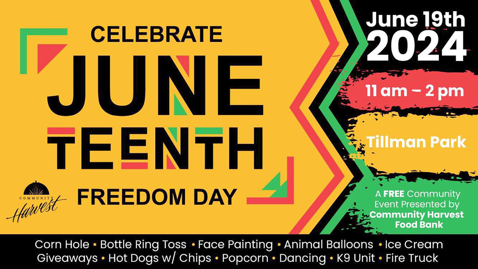 Juneteenth Freedom Day festivities will be held June 19 at Tillman Park.