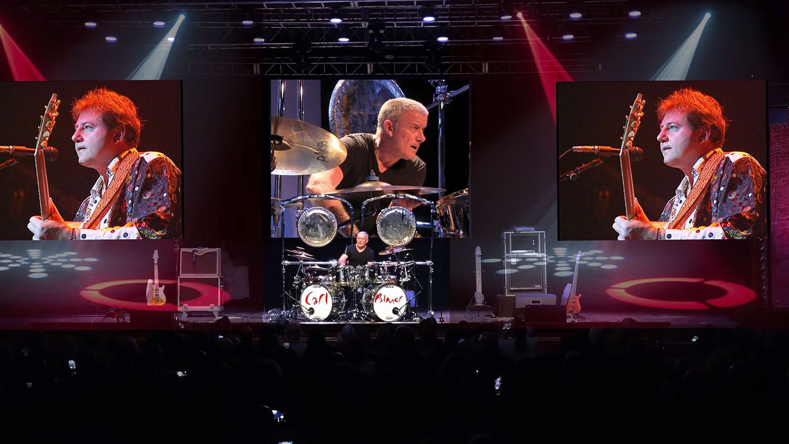 The Return of Emerson, Lake & Palmer tour includes Carl Palmer on drums with the deceased Keith Emerson and Greg Lake, pictured, on video.