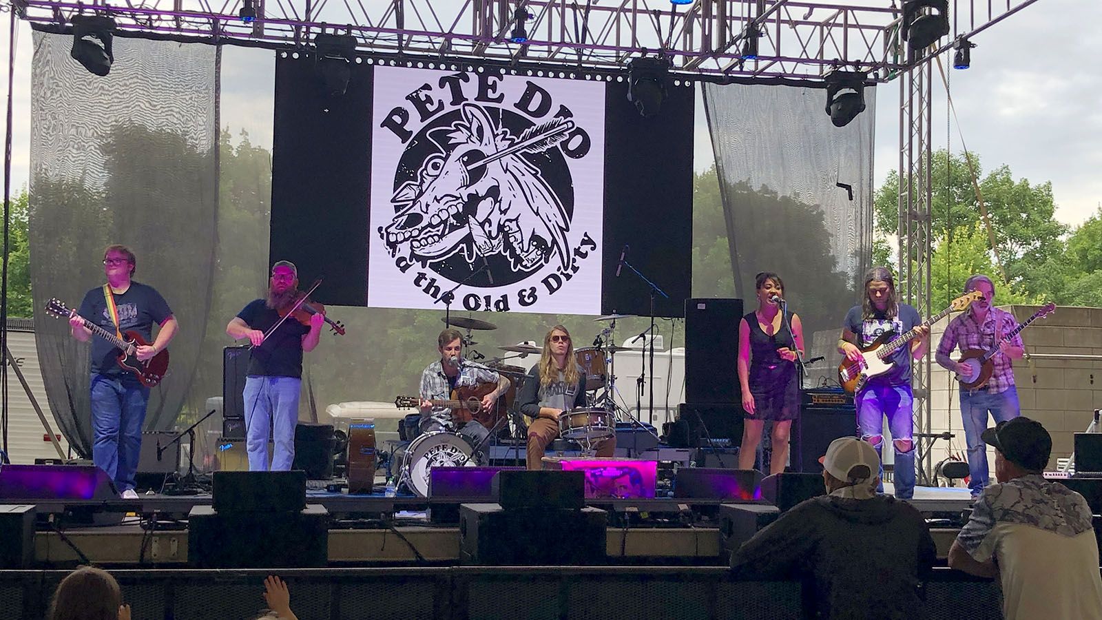 Pete Dio and The Old & Dirty, from left, Mitch Fraizer, Felix Moxter, Pete Dio, Carter Thomas, Diamond Wyrembelski, Steve Rief, and John Warner, perform at last summer’s Three Rivers Festival.