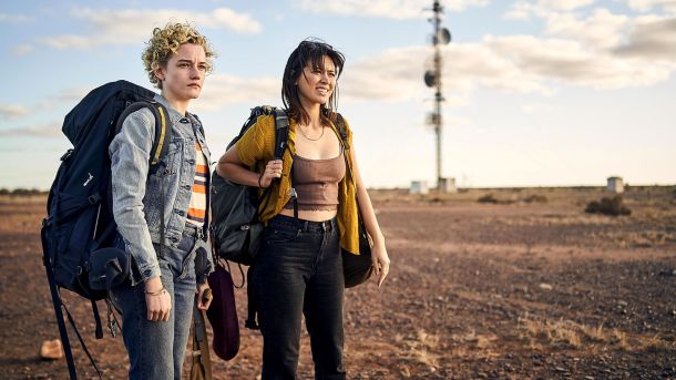 Julia Garner, left, and Jessica Henwick star in the new thriller The Royal Hotel.