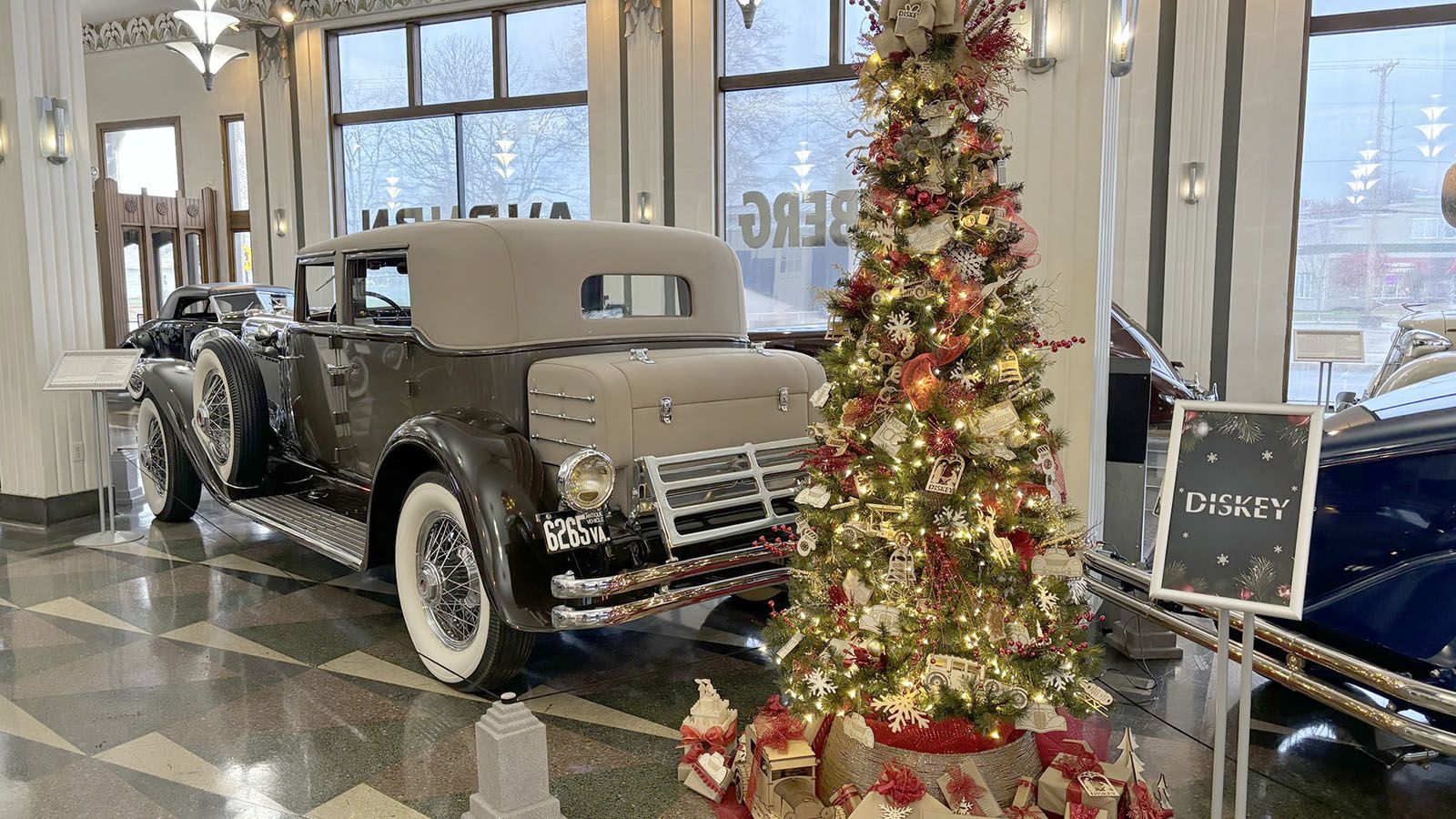 Beautifully decorated trees intermingle with classic cars at Auburn Cord Duesenberg Automobile Museum, beginning Nov. 29.