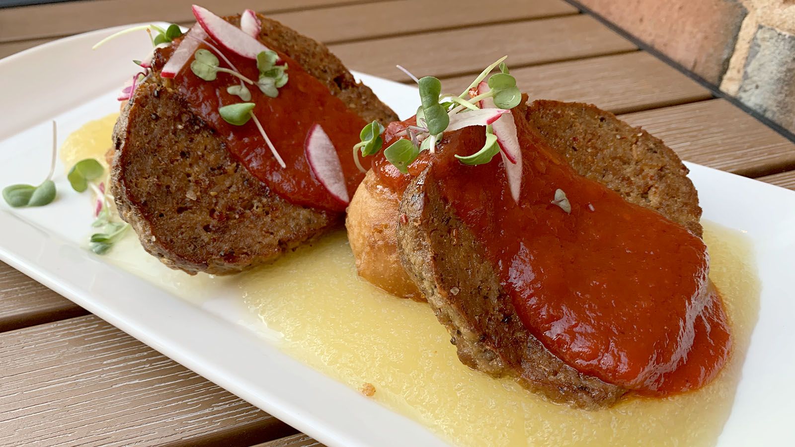 Delectable food like Kimchi Meatloaf awaits at Marquee at The Landing.