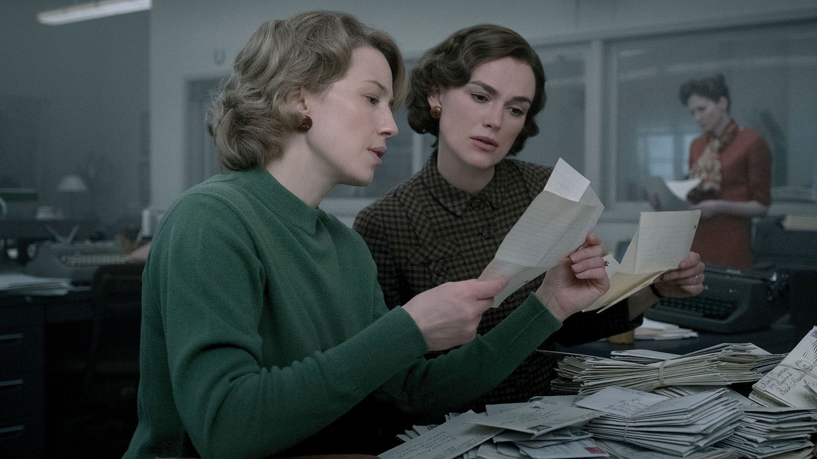 Carrie Coon, left, and Keira Knightley star in Boston Strangler, which will be streaming on Hulu on March 17.
