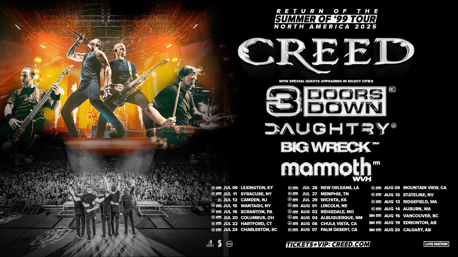 Creed will be on tour with 3 Doors Down and Mammoth WVH.