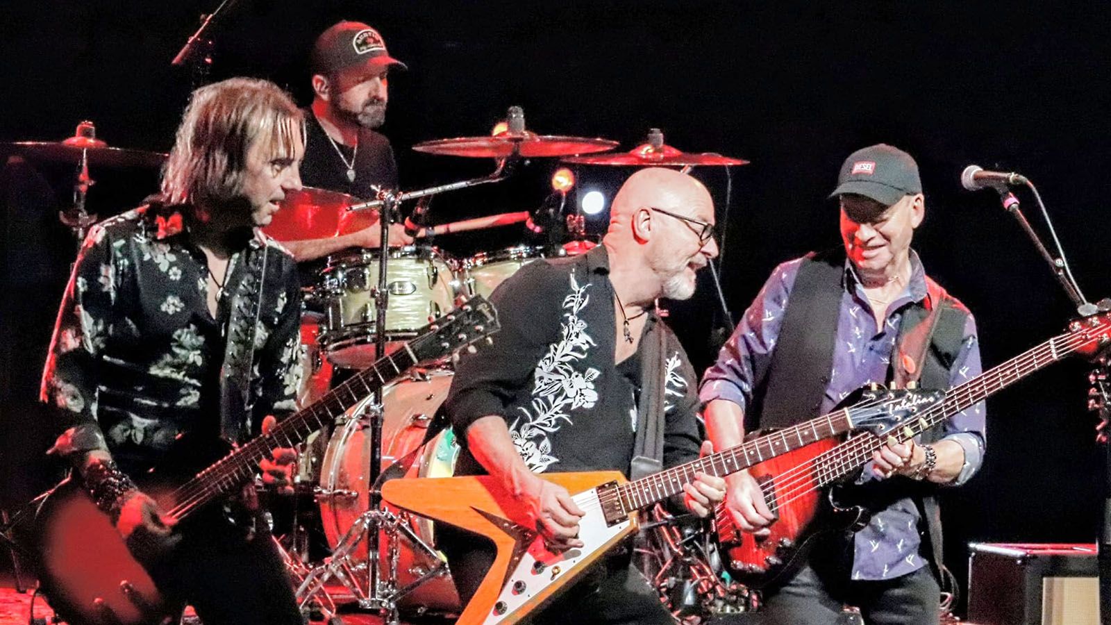 Founding member Andy Powell, front center, will be joined by Mark Abrahams, left, Bob Skeat, right, and Mike Truscott, back, when Wishbone Ash bring their Wish List Tour to Baker Street Centre on Thursday, Nov. 21.